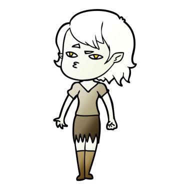 Çizgi filmdeki vampir kızın vektör çizimi