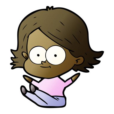 mutlu çizgi film kız vektör çizim