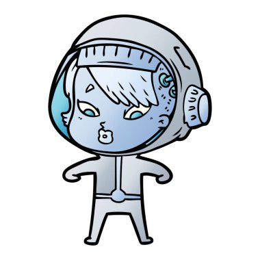 vektör çizim karikatür astronot kadın