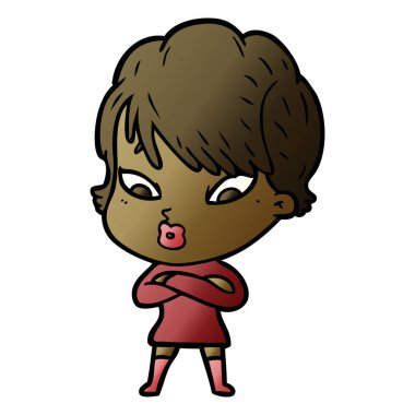 Çizgi filmdeki kadının vektör çizimi