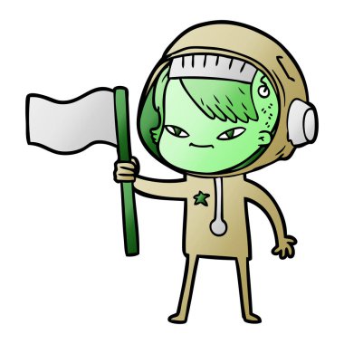 vektör çizim karikatür astronot kadın