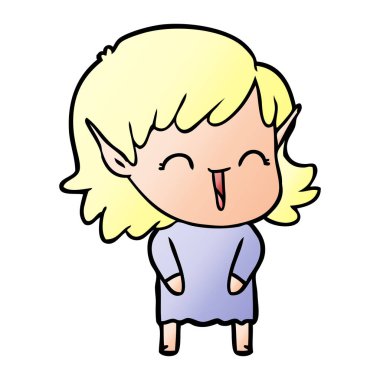 vektör çizim karikatür elf kızı