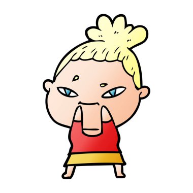 Çizgi filmdeki kadının vektör çizimi