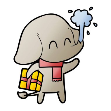 vektör çizim sevimli çizgi fil