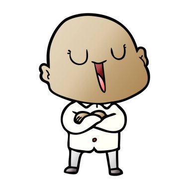 mutlu karikatür kel adam