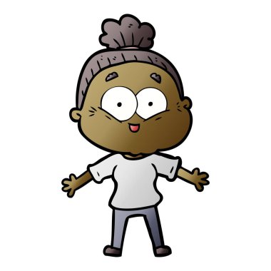 karikatür mutlu yaşlı kadın