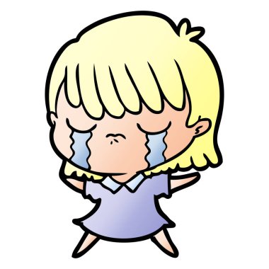 vektör çizim karikatür kadının ağladığını