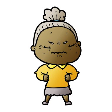 karikatür rahatsız yaşlı kadın