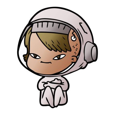 vektör çizim karikatür astronot kadın