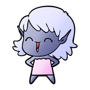 vektör çizim karikatür elf kızı