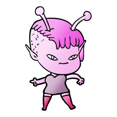 sevimli çizgi uzaylı kız