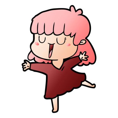 Çizgi filmdeki kadının vektör çizimi