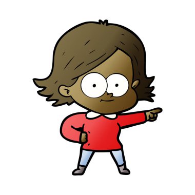 mutlu çizgi film kız vektör çizim