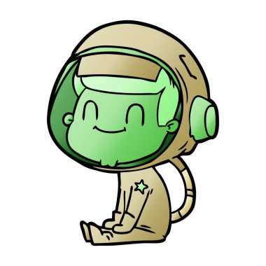 mutlu karikatür astronot vektör çizim