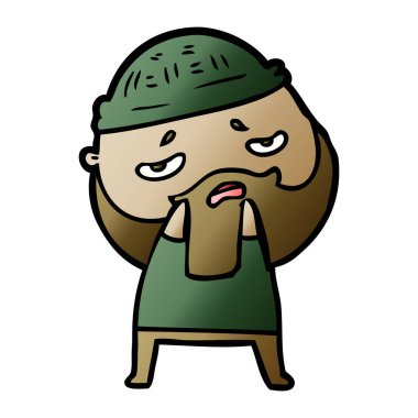 Sakallı endişeli adam çizgi film