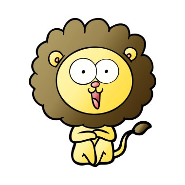 mutlu karikatür aslan vektör çizim