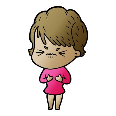 Çizgi filmdeki kadının vektör çizimi