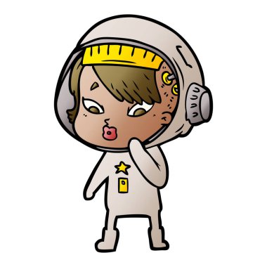 vektör çizim karikatür astronot kadın