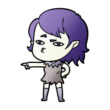 Çizgi filmdeki vampir kızın vektör çizimi