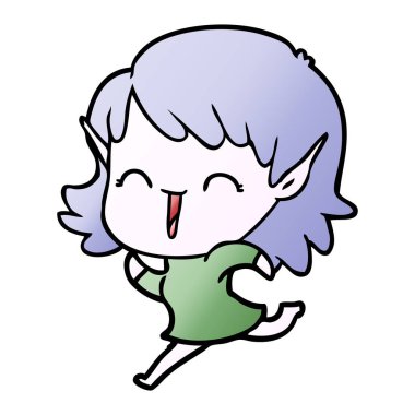 vektör çizim karikatür elf kızı