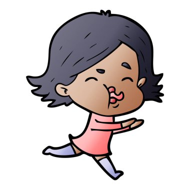 çizgi film kız yüz çekerek