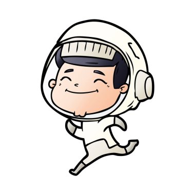 mutlu karikatür astronot vektör çizim