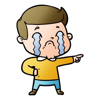 vektör çizim karikatür adam ağlıyor