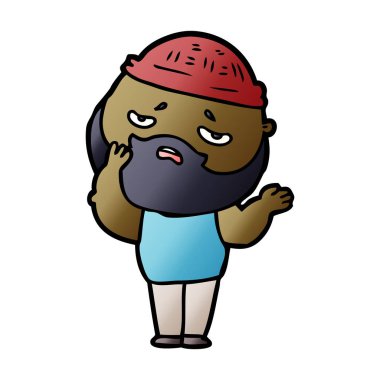 Sakallı endişeli adam çizgi film