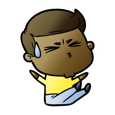 vektör çizim karikatür adam terleme