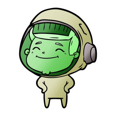 mutlu karikatür astronot vektör çizim