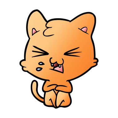 vektör çizim karikatür kedi tıslama