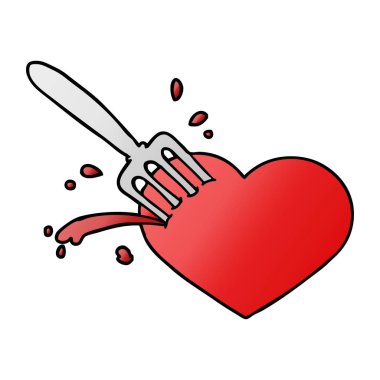 çatal ile çizgi film aşk kalp