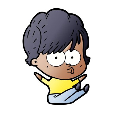 Çizgi filmdeki kadının vektör çizimi