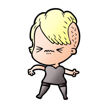 karikatür rahatsız hippi kız