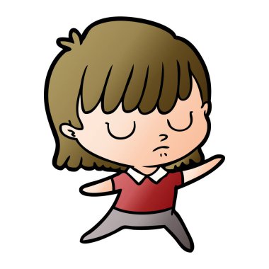 Çizgi filmdeki kadının vektör çizimi