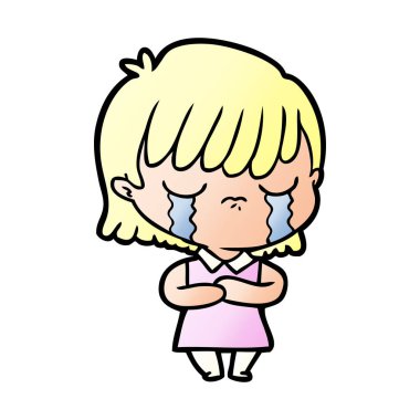 vektör çizim karikatür kadının ağladığını