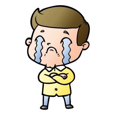 vektör çizim karikatür adam ağlıyor