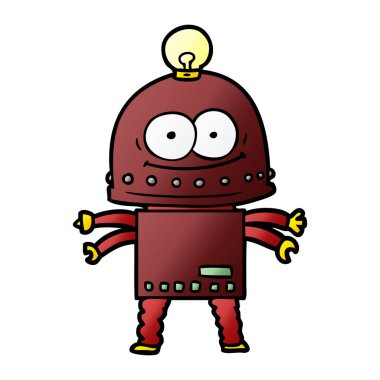 ampul ile mutlu karton robot