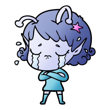 ağlayan uzaylı kız çizgi film