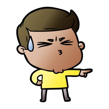 vektör çizim karikatür adam terleme