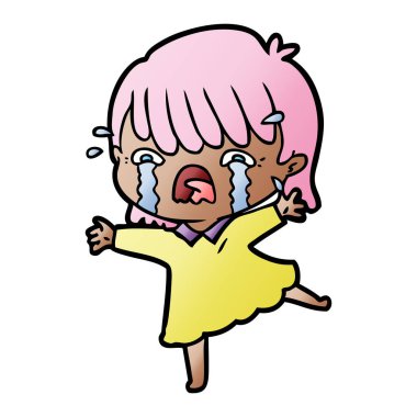 vektör çizim karikatür kız ağlıyor