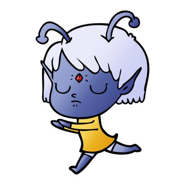 vektör çizim karikatür uzaylı kız