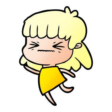 Çizgi filmdeki kadının vektör çizimi