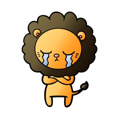 vektör çizim karikatür aslan ağlama