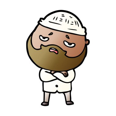 Sakallı endişeli adam çizgi film