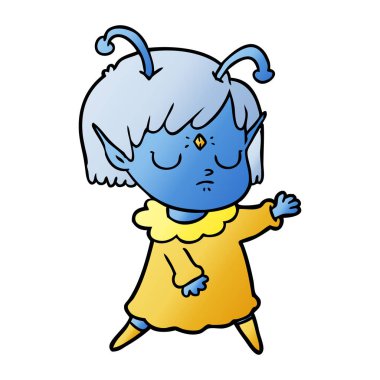 vektör çizim karikatür uzaylı kız