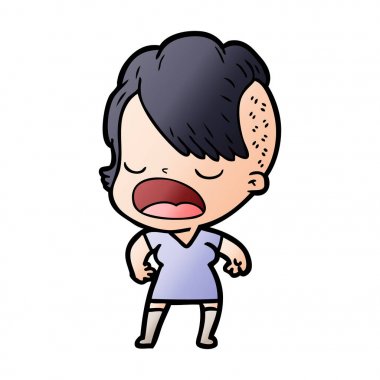 konuşuyor karikatür serin hippi kız