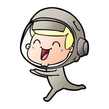 mutlu karikatür astronot vektör çizim