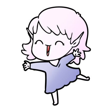 vektör çizim karikatür elf kızı