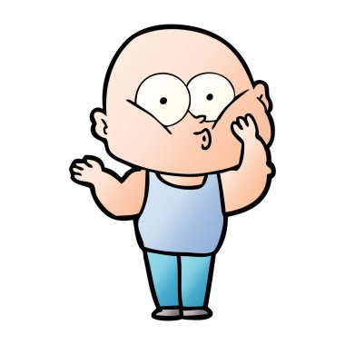 karikatür kel adam bakıyor